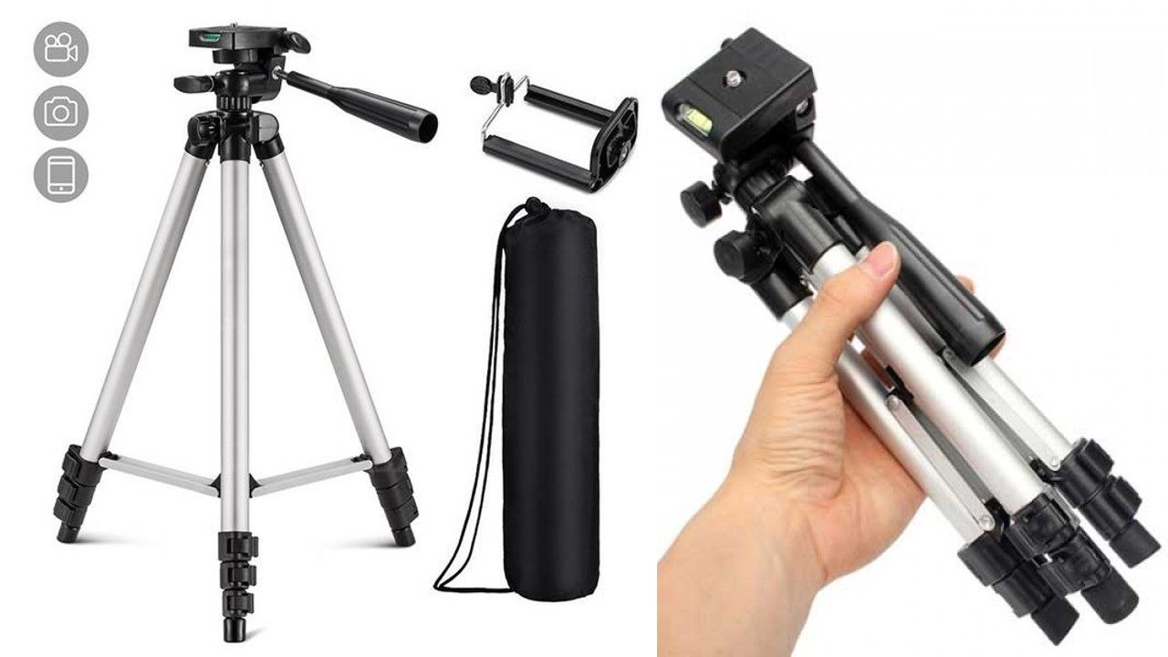3.5 Feet Adjustable Tripod Stand for Mobile & DSLR (Model 3110) with Holder & Bag – Portable Vlogging Stand