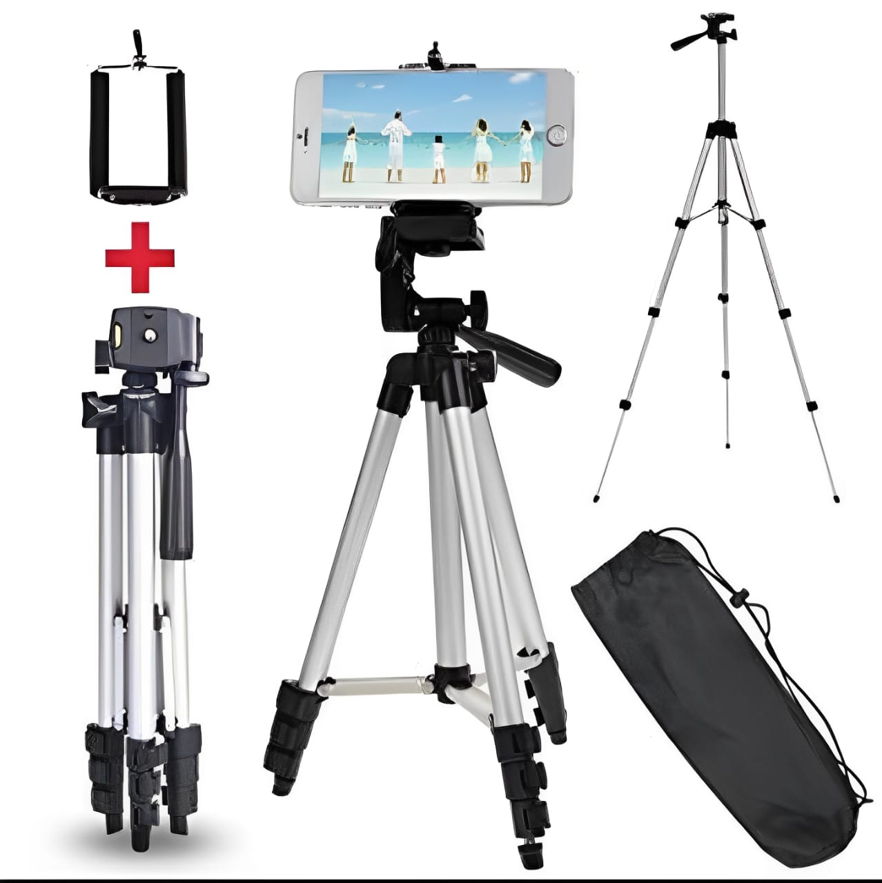 3.5 Feet Adjustable Tripod Stand for Mobile & DSLR (Model 3110) with Holder & Bag – Portable Vlogging Stand