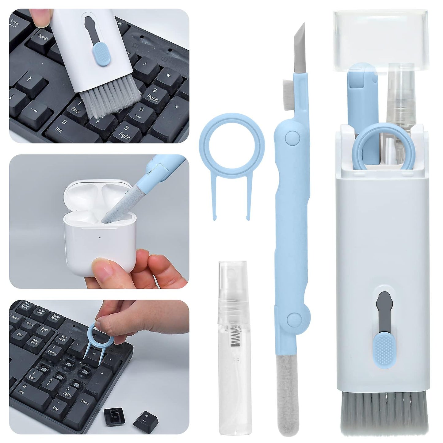 7-in-1 Keyboard Cleaning Kit | Multi-Function Earphone Cleaning Pen & Keycap Puller Tool Set
