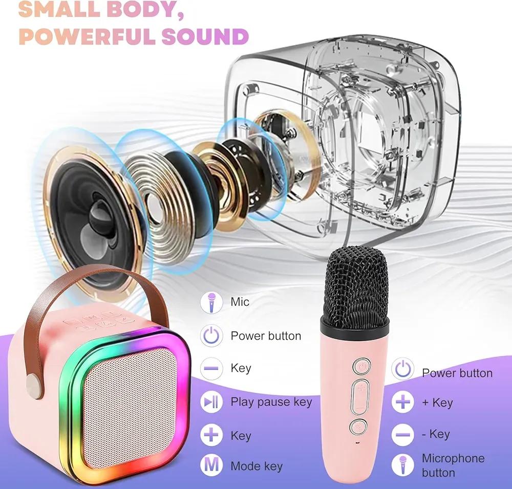 Portable LED Bluetooth Speaker 5.3 (2000mAh) | RGB Light Wireless Speaker Pink & Blue