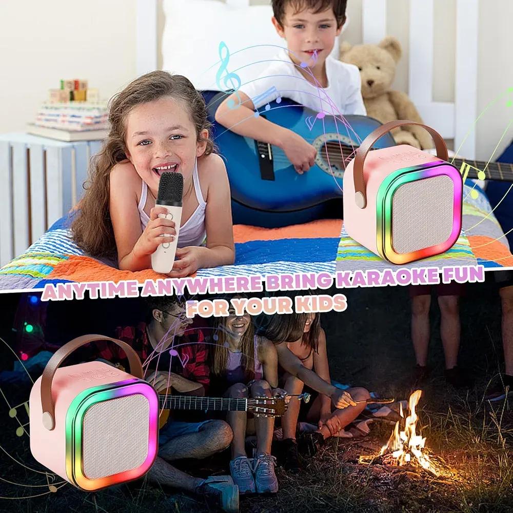 Portable LED Bluetooth Speaker 5.3 (2000mAh) | RGB Light Wireless Speaker Pink & Blue