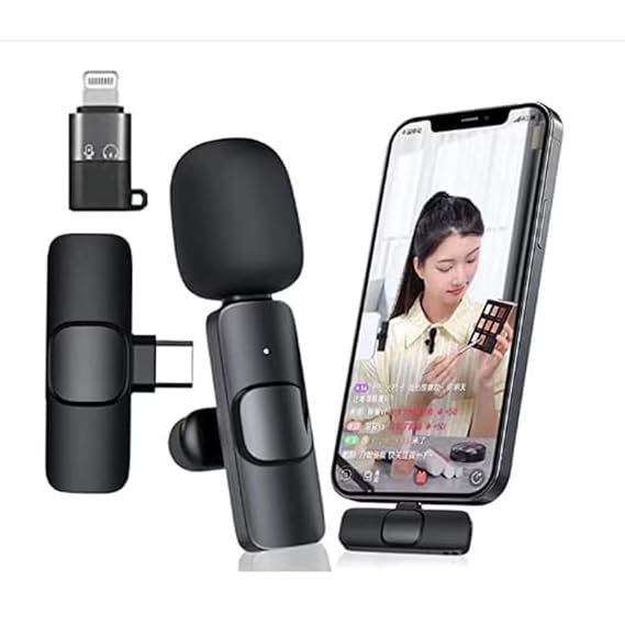 Mini Wireless Microphone for Phone β Plug & Play Recording Mic (Black)