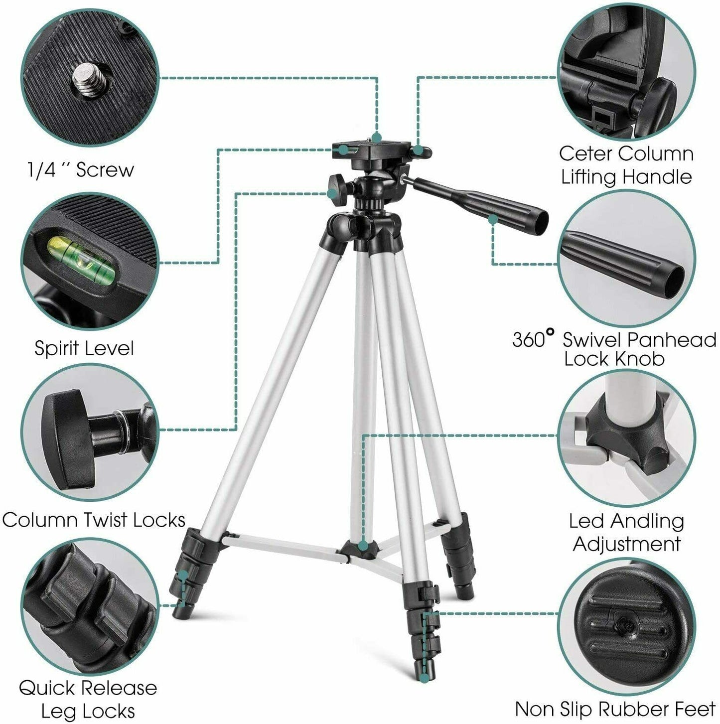3.5 Feet Adjustable Tripod Stand for Mobile & DSLR (Model 3110) with Holder & Bag – Portable Vlogging Stand