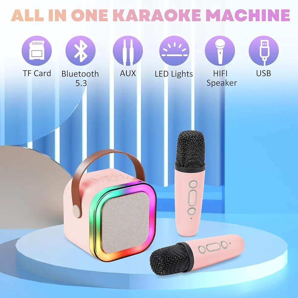 Portable LED Bluetooth Speaker 5.3 (2000mAh) | RGB Light Wireless Speaker Pink & Blue