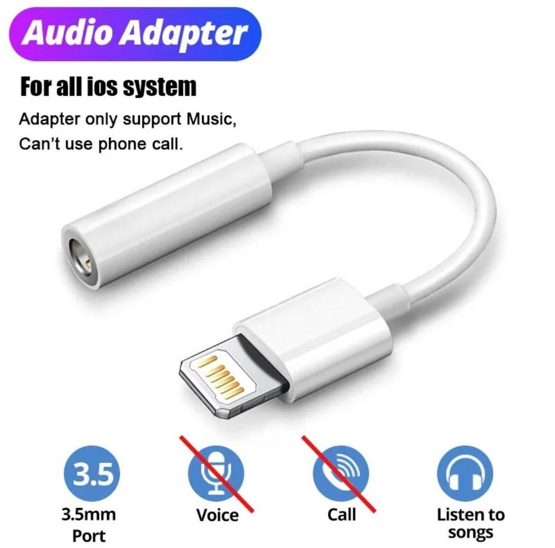Lightning to 3.5mm Headphone Jack Adapter for iPhone | White Audio Converter