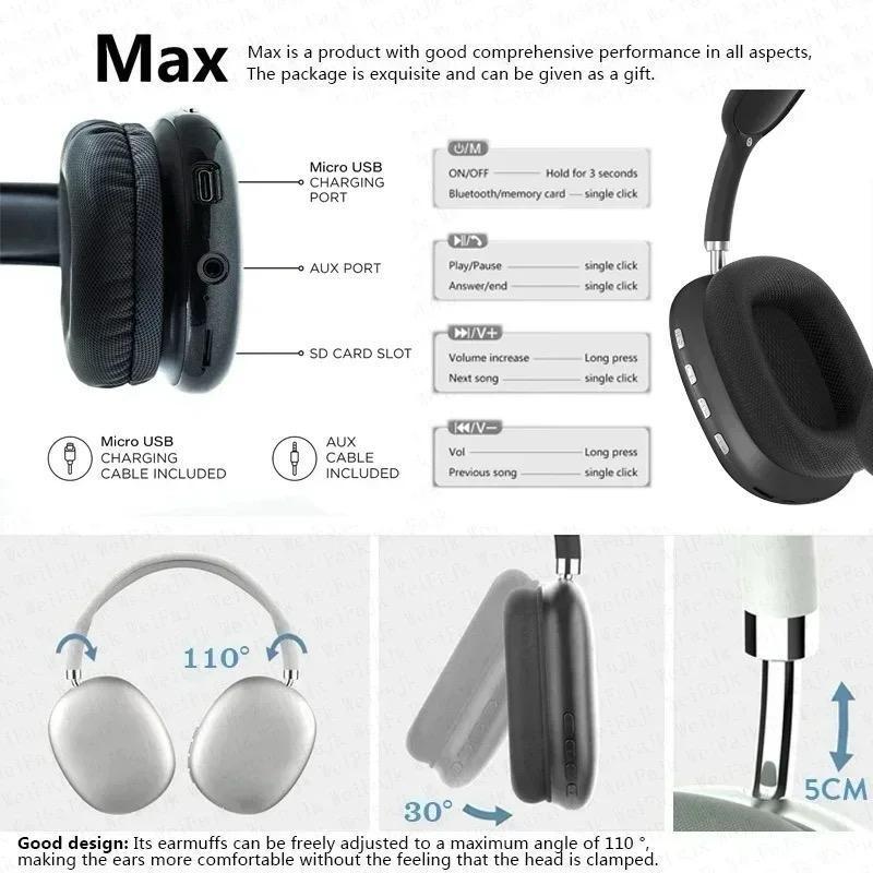 P9 Wireless Headphones Bluetooth 5.3 with RGB Lights | Over-Ear Headphones Pakistan