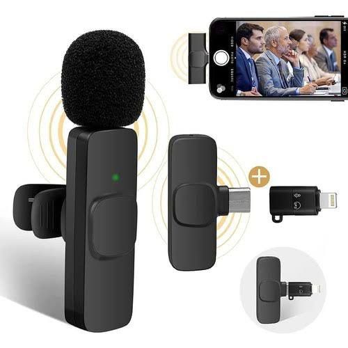 Mini Wireless Microphone for Phone – Plug & Play Recording Mic (Black)